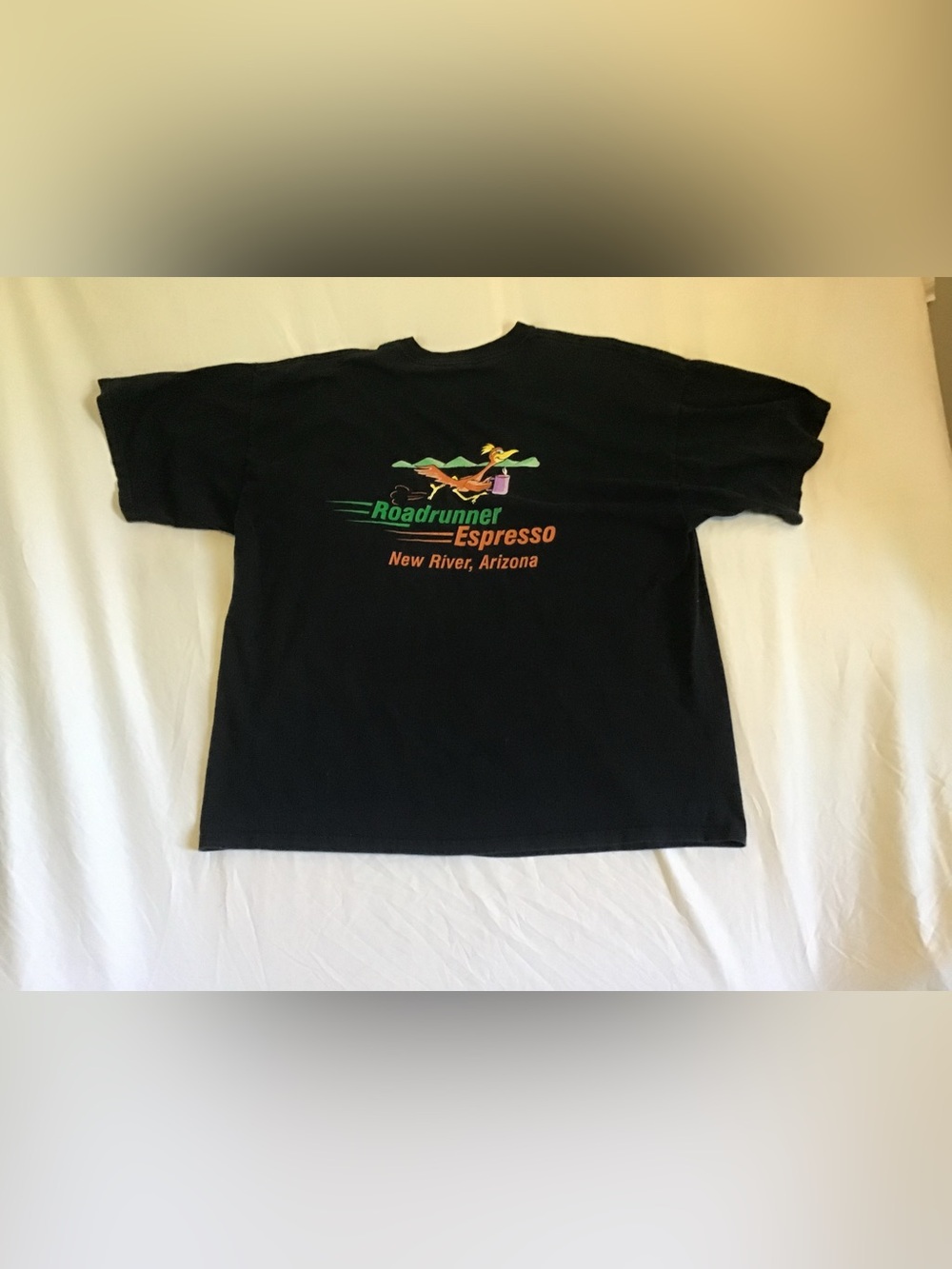 Gildan Black Roadrunner Espresso Graphic Tee with Multicolor Logo